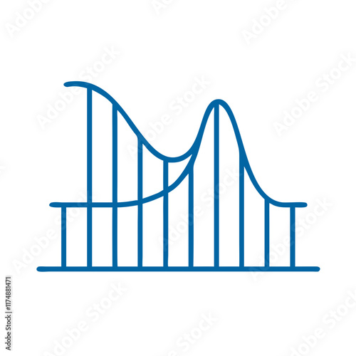 Minimalistic Icon of a Roller Coaster in Blue Line Style