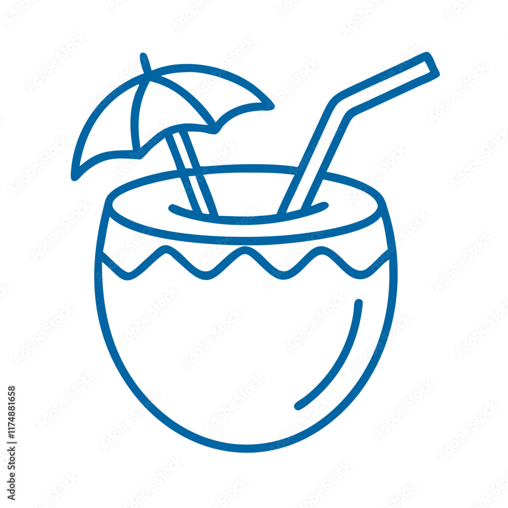 Coconut drink icon symbolizing tropical refreshment and relaxation Coconut drink icon symbolizing tropical refreshment and relaxation
