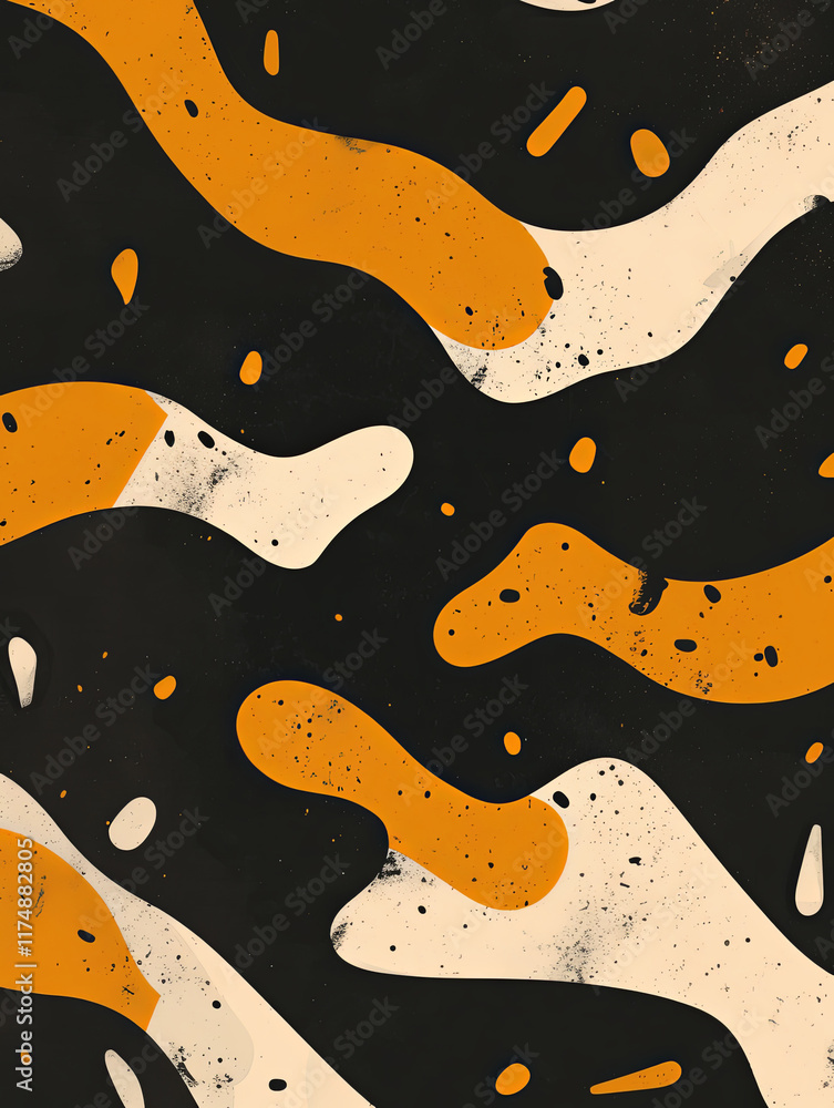 Abstract orange and beige wave pattern with speckled texture, background Abstract orange and beige wave pattern with speckled texture, background