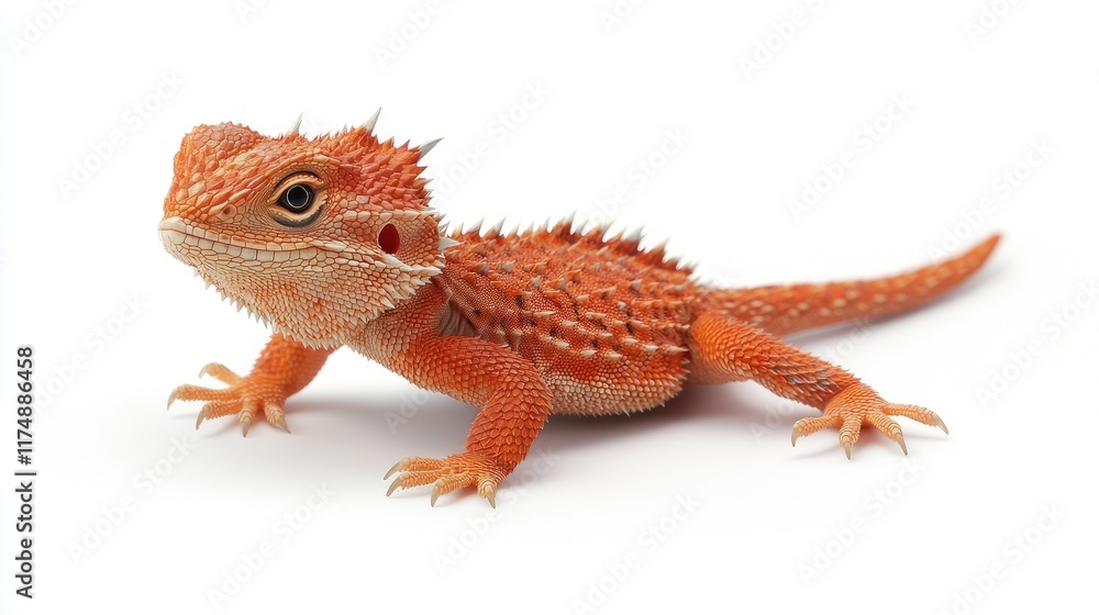 Fototapeta premium Bearded dragon lizard in studio setting detailed close-up bright colorful environment animal photography perspective