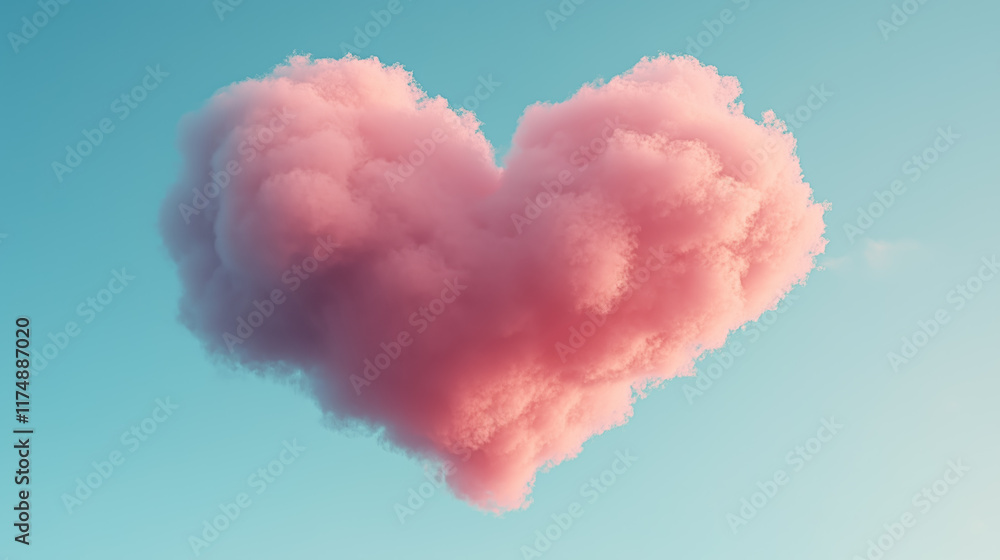 pink heart shaped cloud against a clear blue sky pink heart shaped cloud against a clear blue sky