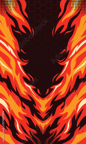 Burning fire background for sublimation sports jersey