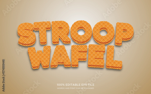 Stroopwafel 3D editable text style effect	
