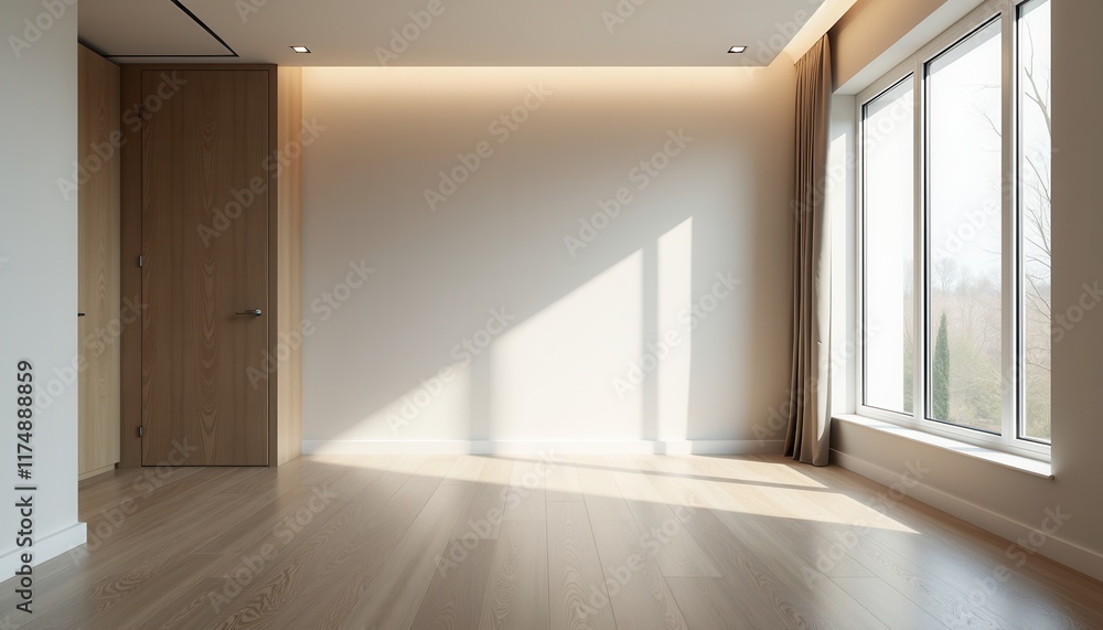 A sleek and neutral-toned studio room illuminated with focused light highlights the space. A sleek and neutral-toned studio room illuminated with focused light highlights the space.