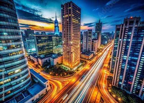 Long Exposure Light Trails City Night Bock Building Architecture photo