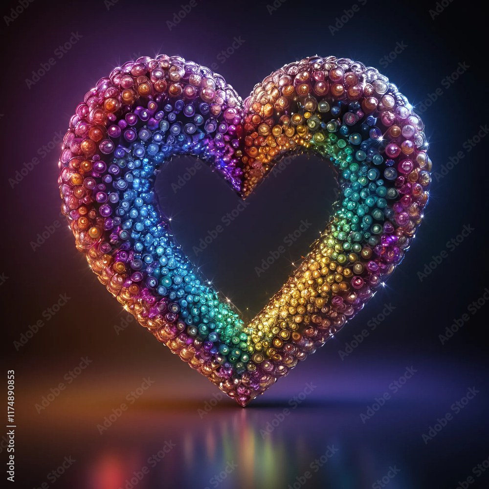 Glowing shape of heart on a dark background Glowing shape of heart on a dark background