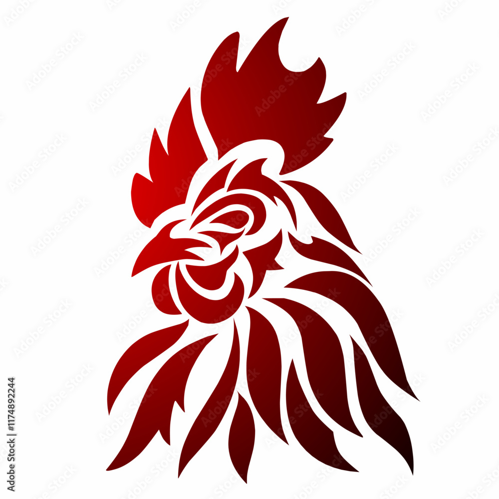 illustration vector graphic of tribal art design rooster head illustration vector graphic of tribal art design rooster head