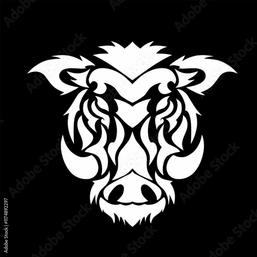 illustration vector graphic of tribal art design abstract wild boar head