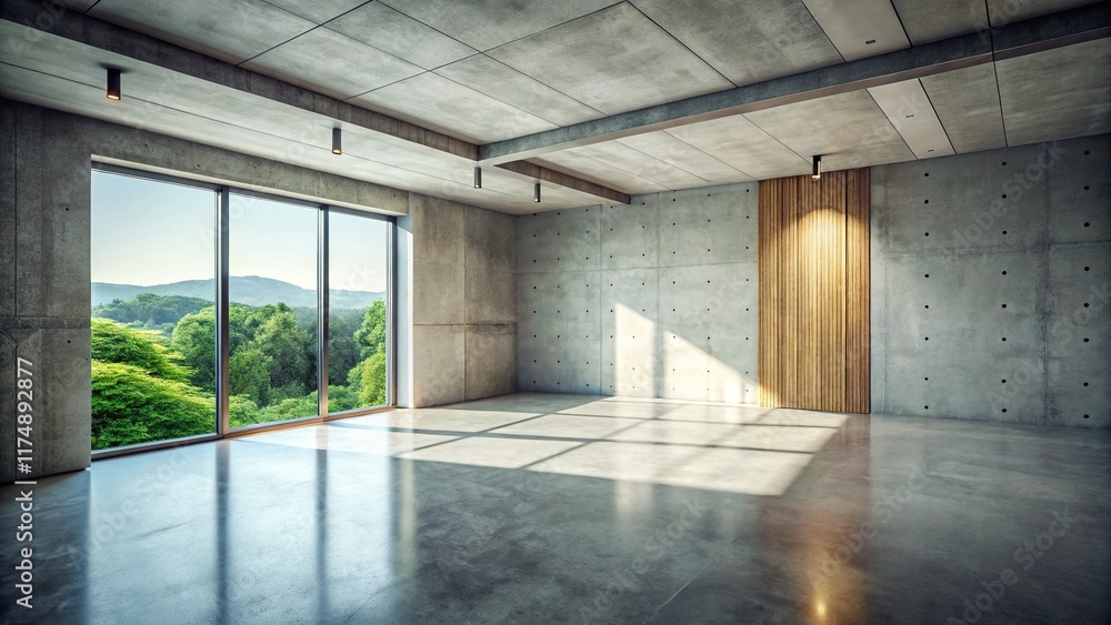 Empty Concrete Room 3D Render: Minimalist Food Photography Background Empty Concrete Room 3D Render: Minimalist Food Photography Background