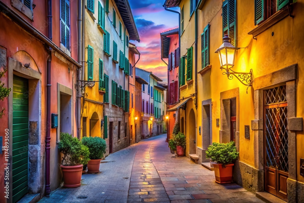 Obraz premium Low Light Beauty: Colorful Houses, Pisa, Tuscany, Italy