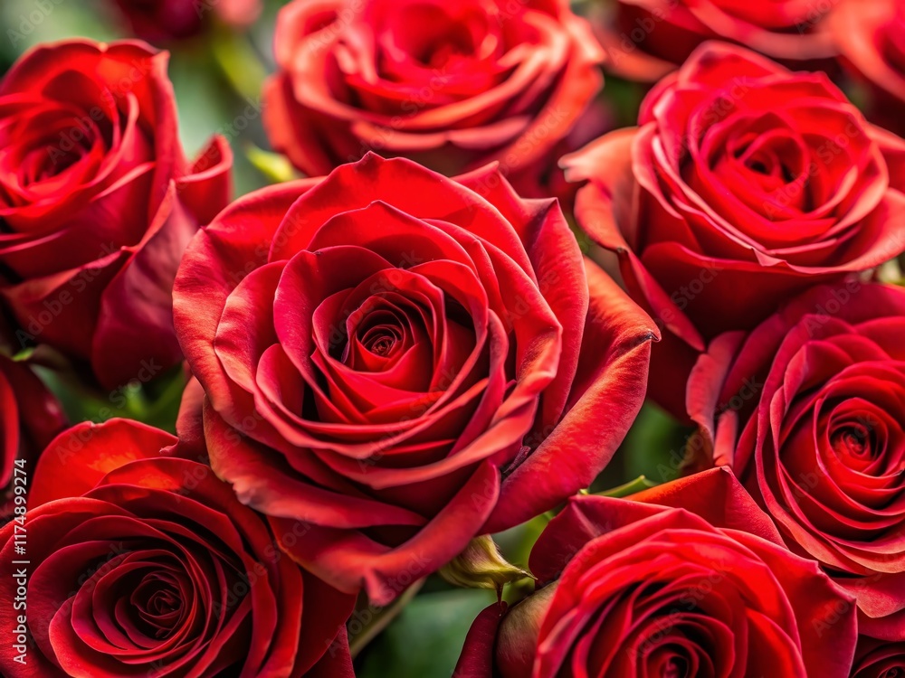 Lush Red Roses with High Depth of Field - Romantic Floral Stock Photo Lush Red Roses with High Depth of Field - Romantic Floral Stock Photo