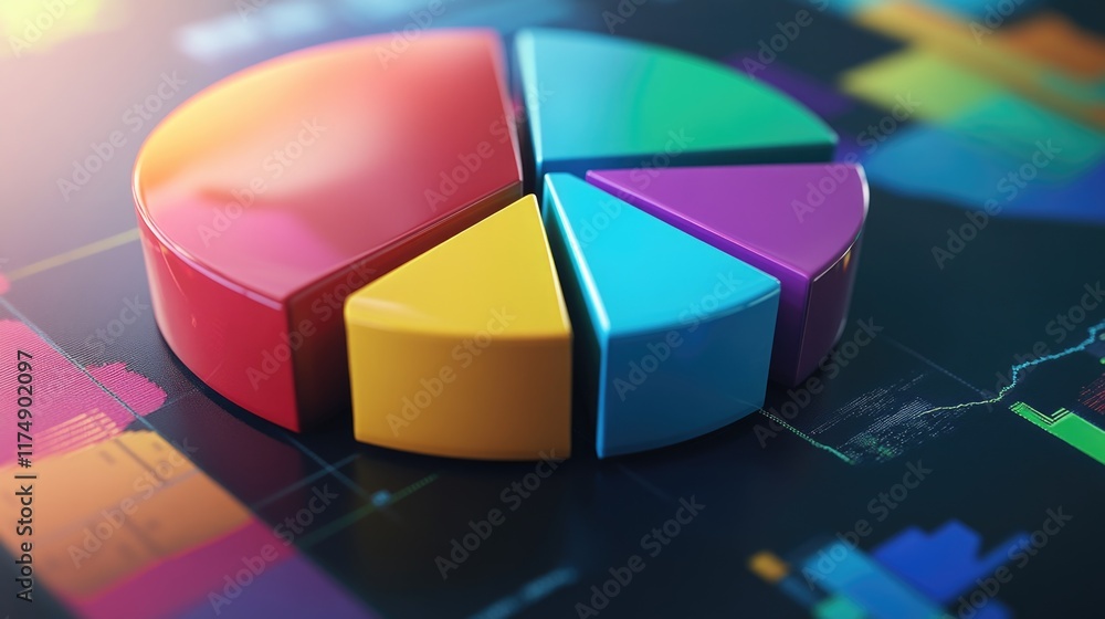 Obraz premium Pie Chart on Table Close Up