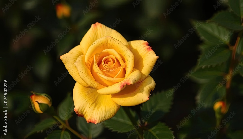 Yellow rose blooming, garden background, sunlight, floral beauty, nature photography Yellow rose blooming, garden background, sunlight, floral beauty, nature photography