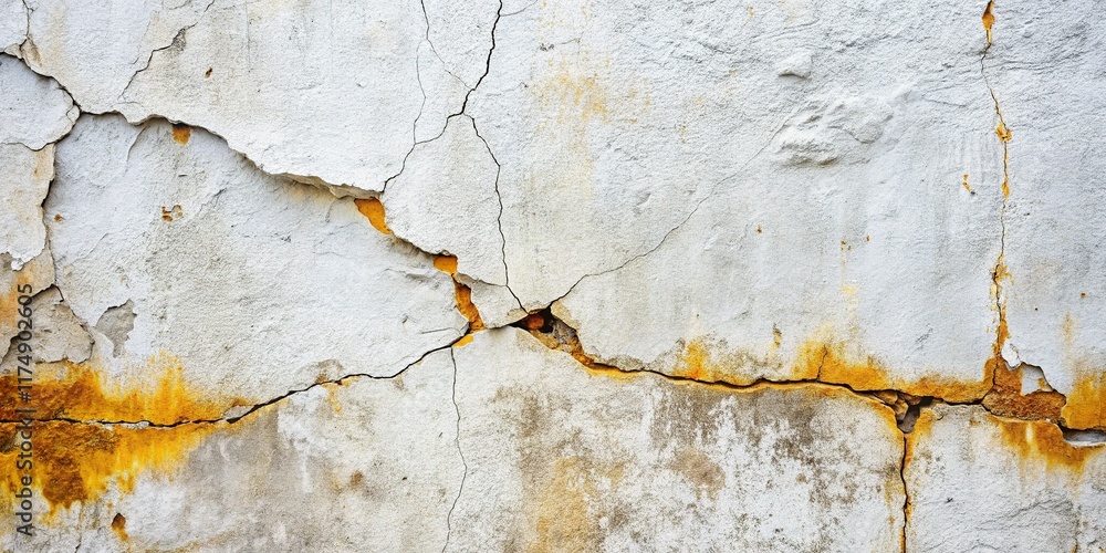 Obraz premium Grunge White Cracked Concrete Wall Texture - Dirty Urban Background