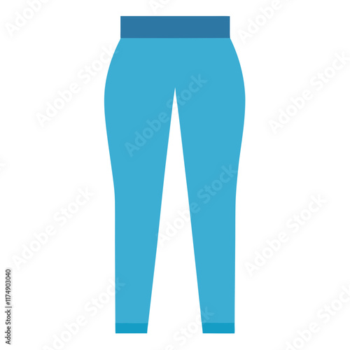 Blue Leggings with Simple Waistband Design, Vector illustration of plain blue leggings featuring a minimalistic waistband and sleek design, perfect for casual wear and activewear concepts. 
