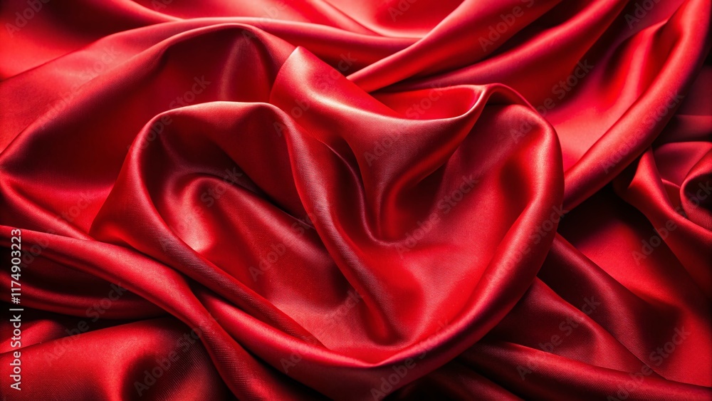 Obraz premium Luxurious Red Satin Fabric Texture Background with Smooth Folds - Stock Photo
