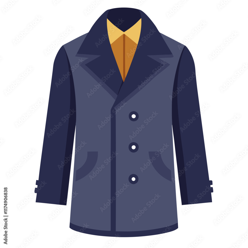 Vector illustration of a classic navy peacoat Vector illustration of a classic navy peacoat