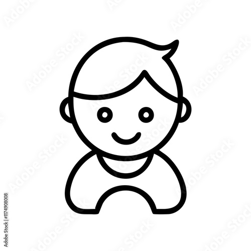 Small business Babysitting icon with smiling child in outline style