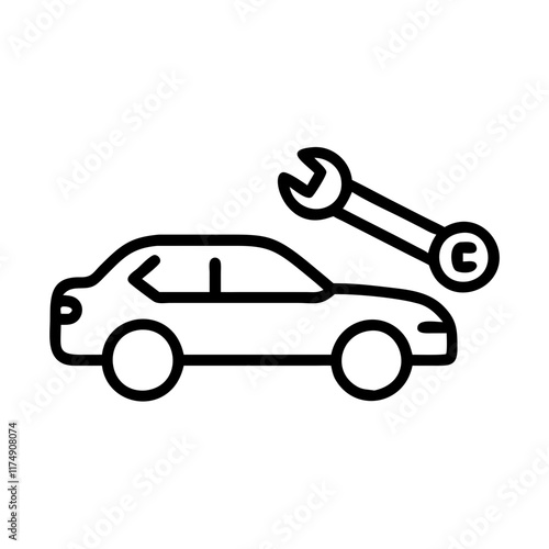 Small business Car repair service line art icon with car and wrench