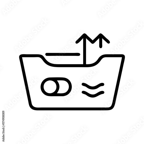 Small business Self-service laundry line art icon with washing tub and controls