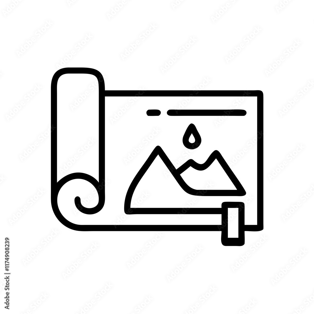 Small business Wallpaper installation line art icon with rolled wallpaper and design Landscape design services Small business Wallpaper installation line art icon with rolled wallpaper and design Landscape design services
