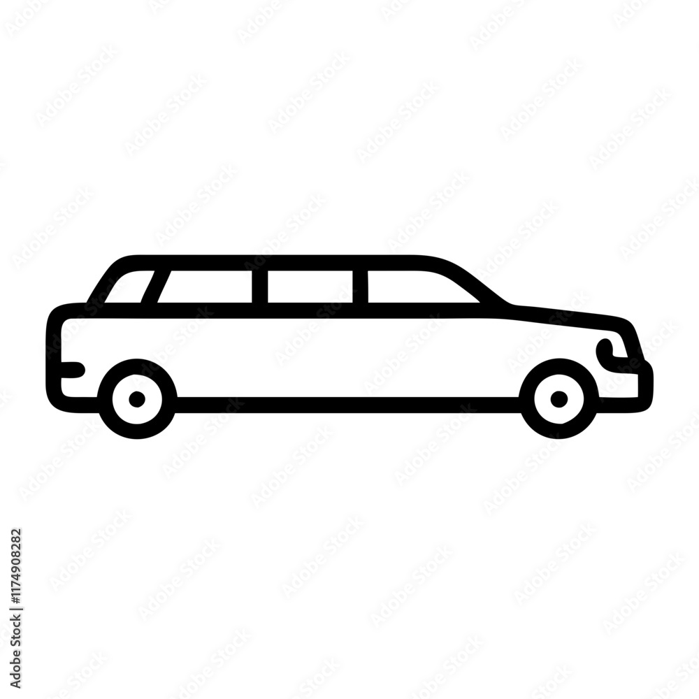 Small business Limousine service line art icon with luxury car Small business Limousine service line art icon with luxury car