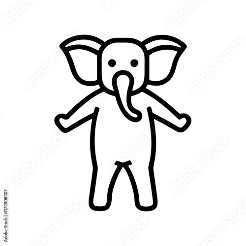 Small business Elephant costume line art icon for animator service