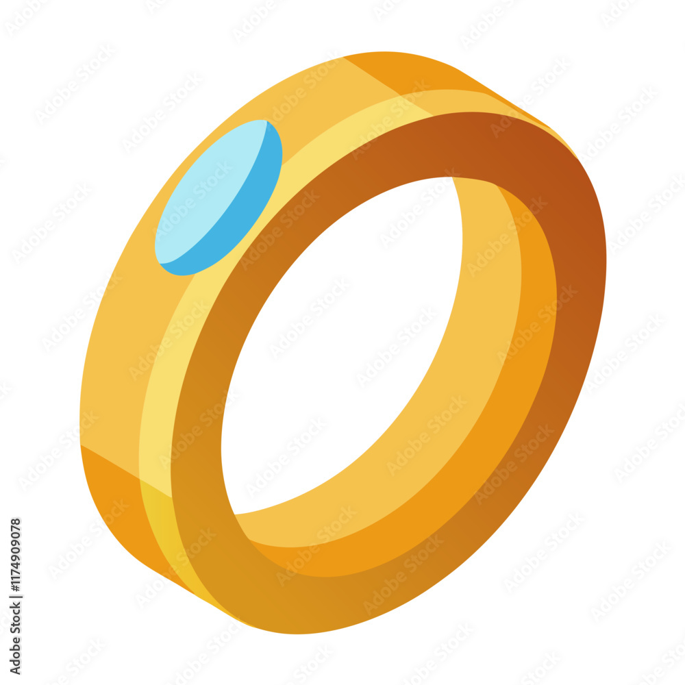 Simple Gold Ring with Blue Gem, A minimalistic isometric illustration of a gold ring featuring a small blue gem, ideal for jewelry, weddings, or elegant themes.
Simple Gold Ring with Blue Gem, A minimalistic isometric illustration of a gold ring featuring a small blue gem, ideal for jewelry, weddings, or elegant themes.