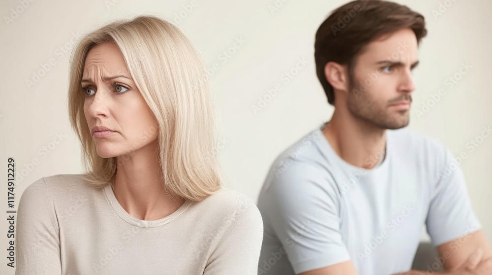 Serious sad woman thinking over a problem, man aside, meeting therapist, poor chance of getting pregnant after 40, unmet expectations, unable to handle family finances, interested in different things Serious sad woman thinking over a problem, man aside, meeting therapist, poor chance of getting pregnant after 40, unmet expectations, unable to handle family finances, interested in different things