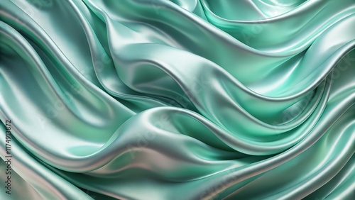 Wallpaper Mural Abstract Drapery of Smooth, Seafoam Green Fabric with Gentle Undulations and Luxurious Sheen Torontodigital.ca