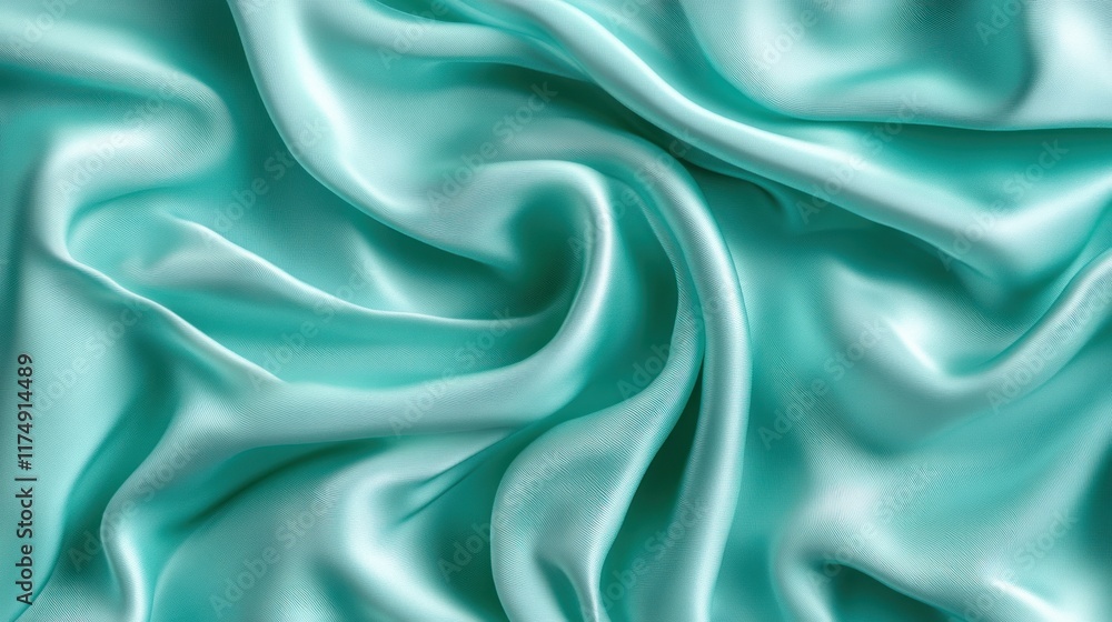 Obraz premium Teal silk fabric texture background.