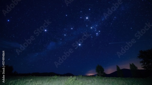 Breathtaking starry night sky with countless bright stars and visible planets in a remote landscape