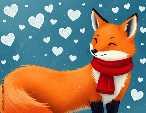 there is a fox with a scarf and a scarf around its neck. photo