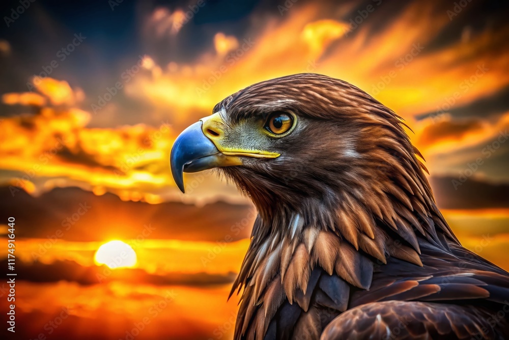 Majestic Eagle Silhouette: Powerful Bird of Prey in Soft Focus Background Majestic Eagle Silhouette: Powerful Bird of Prey in Soft Focus Background