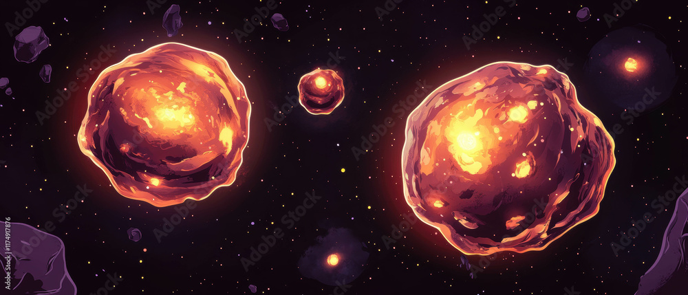 Obraz premium Planetary nebula with vibrant glowing gas shells and cosmic elements in a stunning backdrop