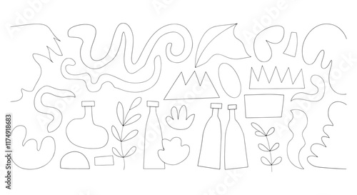Abstract Graphic Shape vector , hand drawn illustration of a set of figures