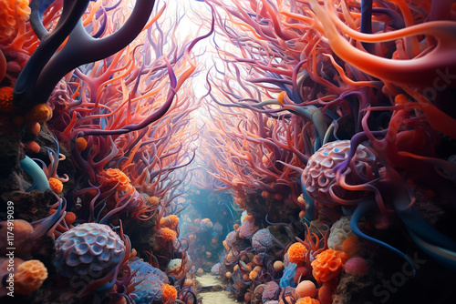 mesmerizing dance of existence unfolds in depths of fish coral reef, where survival tactics, predatory instincts, and eternal cycle of life intertwine in a harmonious symphony photo