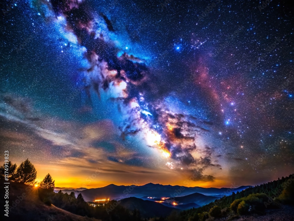 Fototapeta premium Majestic Night Sky: Starry Galaxy Stock Photo - Astrophotography