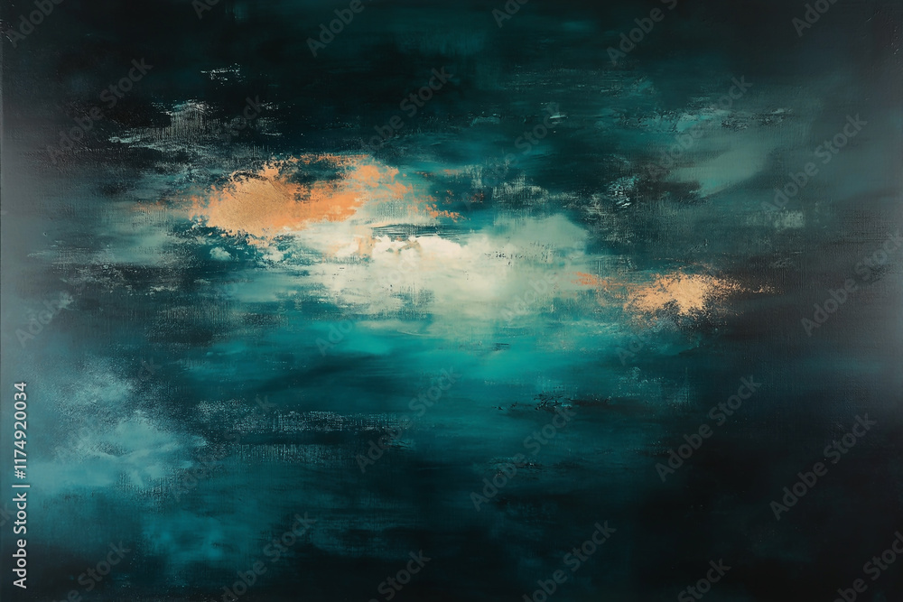 Obraz premium Teal Metallic Texture with Paint Streaks and Grunge Dust Patterns on a Distressed Background for Design Inspiration. Generative Ai