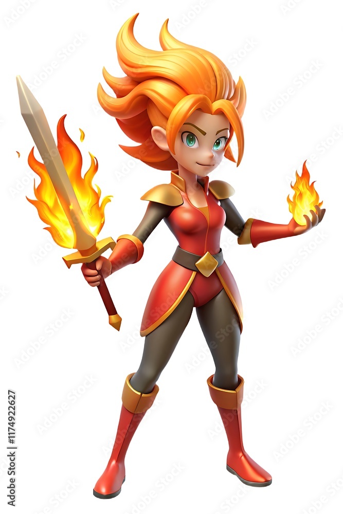 Powerful 3D Woman Character with Fire Abilities and a Blazing Flame Sword – Isolated on White
Powerful 3D Woman Character with Fire Abilities and a Blazing Flame Sword – Isolated on White