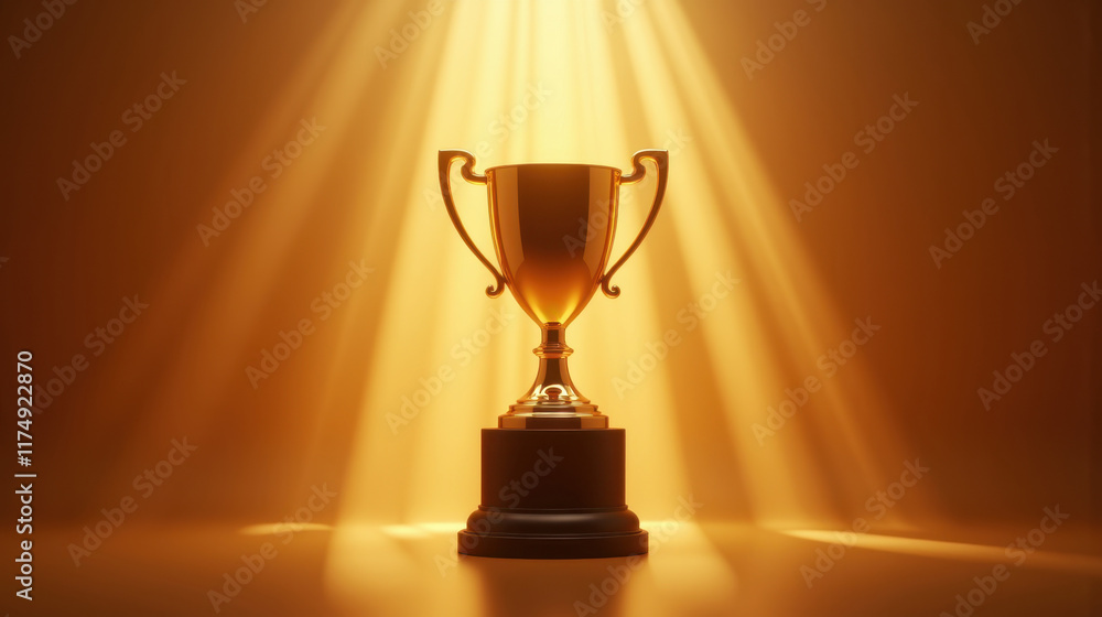 Glimmering Trophy Under Bright Golden Light Rays Glimmering Trophy Under Bright Golden Light Rays