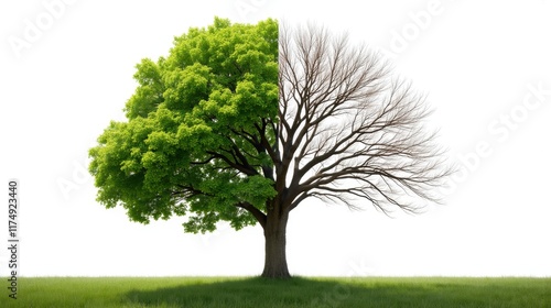 Wallpaper Mural Split Tree Representing Seasonal Changes in Nature's Cycle Torontodigital.ca