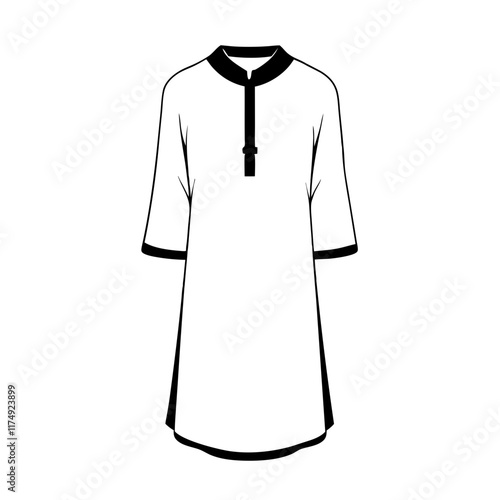 tunic in black line drawing on transparent background