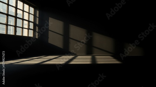 Sunlight Casting Geometric Shadows Through Large Window  
