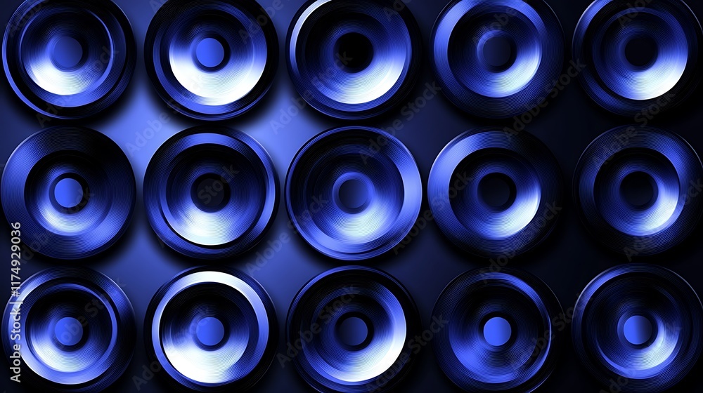 Abstract Blue Circular Speaker Array Design Abstract Blue Circular Speaker Array Design