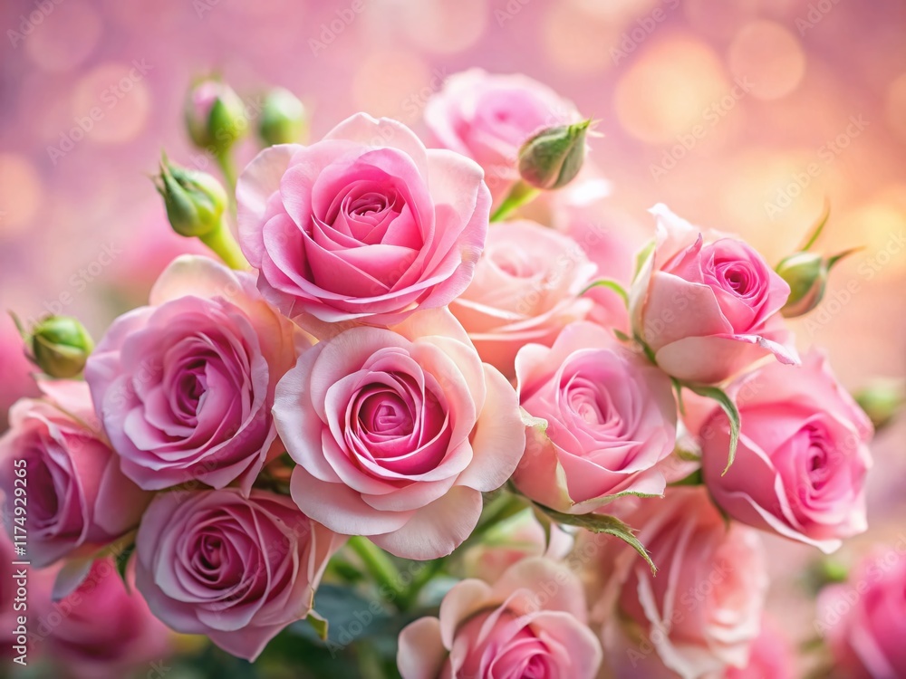 Miniature Pink Roses on Soft Pink Background - Tilt-Shift Photography Miniature Pink Roses on Soft Pink Background - Tilt-Shift Photography