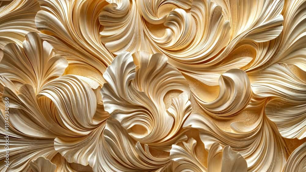 Elegant relief pattern with flowing gold accents creates a luxurious atmosphere in interior design Elegant relief pattern with flowing gold accents creates a luxurious atmosphere in interior design