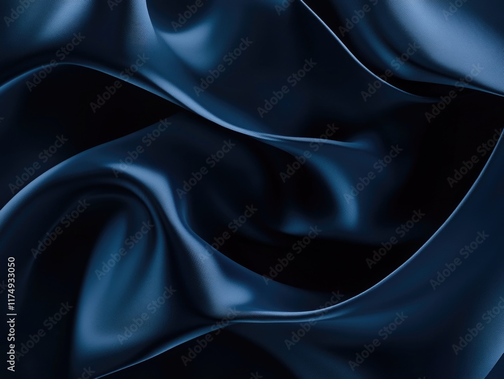 Dark blue silk fabric texture Dark blue silk fabric texture