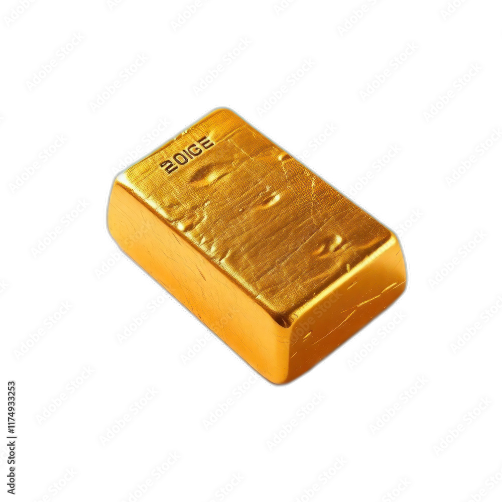 Gold bar, precious metal, wealth, finance, isolated background, investment.