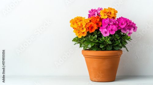 Wallpaper Mural Bright and colorful flowering plant in classic clay pot, adding charm Torontodigital.ca